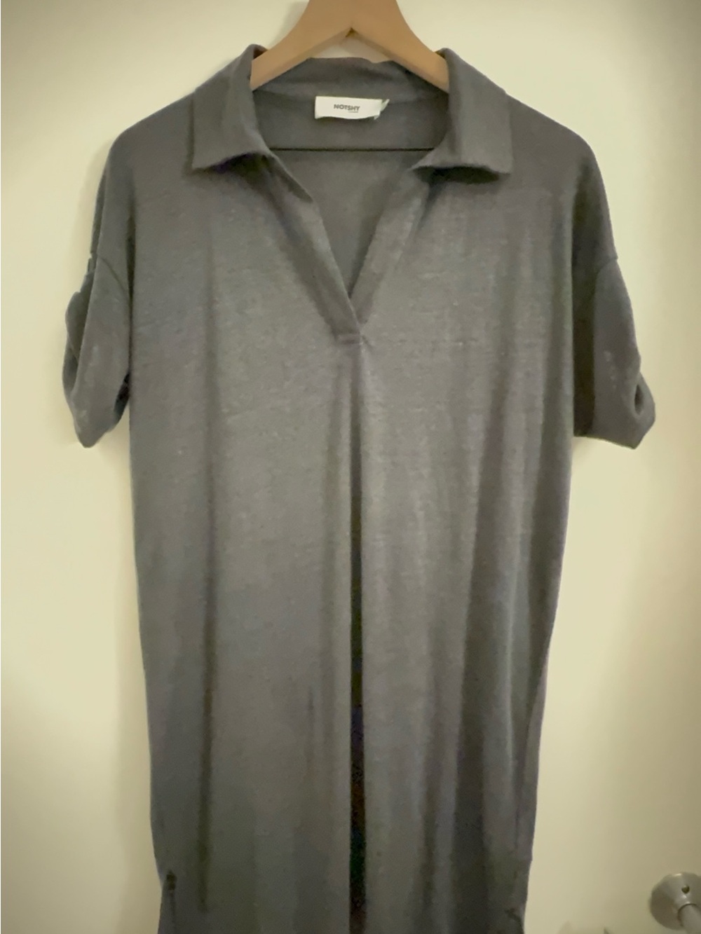 100% Linen Tunic Dress, Gray, Made in Morocco